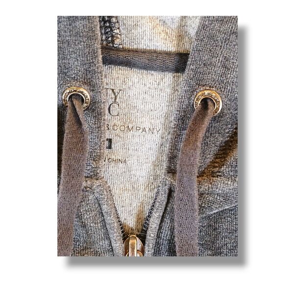 New York & Company Gray Velour Full Zip Hoodie Regular Fit Pockets Size M - Picture 8 of 13